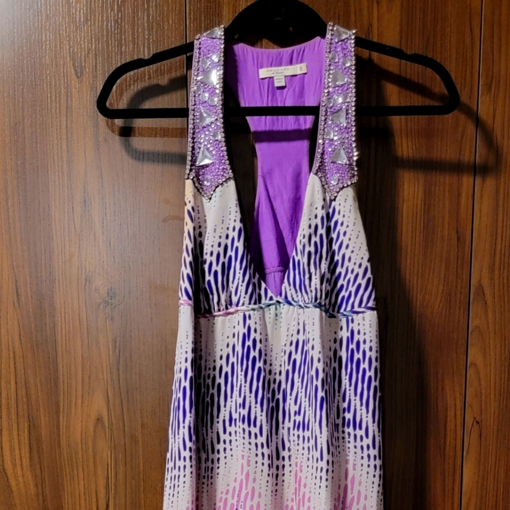 Calypso silk hand beaded midi dress